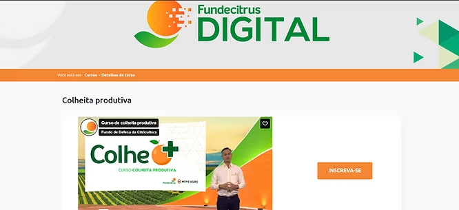 Novo curso sobre colheita disponível no Fundecitrus Digital! — registro 2